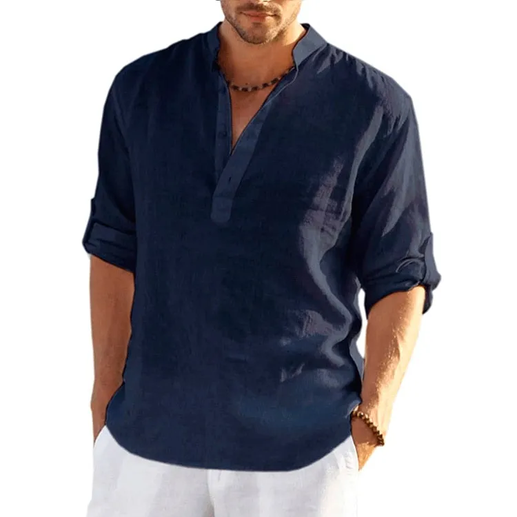 TEEK - Linen Long Sleeve Solid Loose Shirt