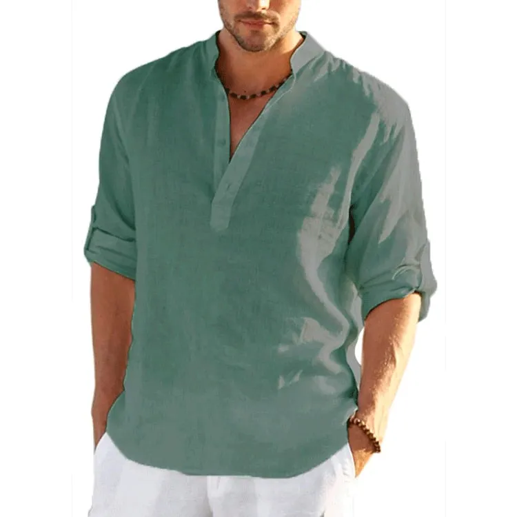 TEEK - Linen Long Sleeve Solid Loose Shirt