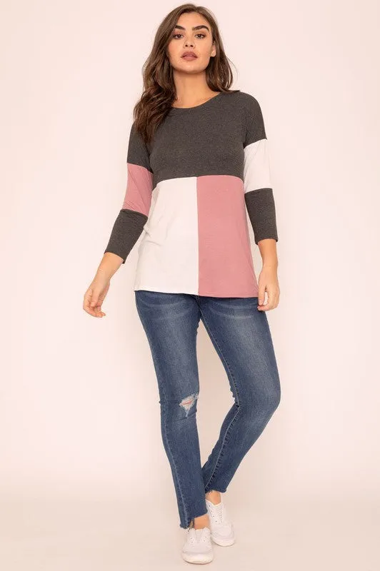 TEEK - Plus Size Color Block Tunic