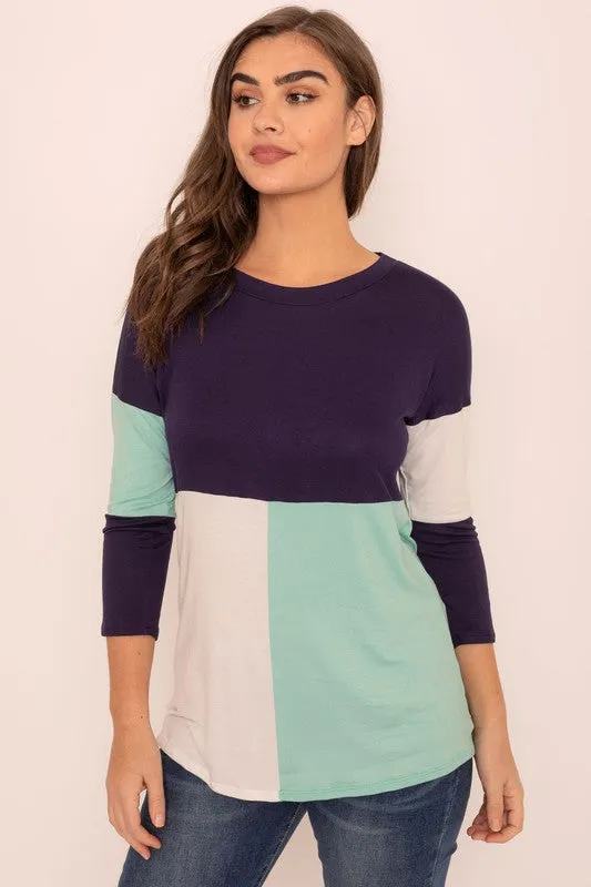 TEEK - Plus Size Color Block Tunic