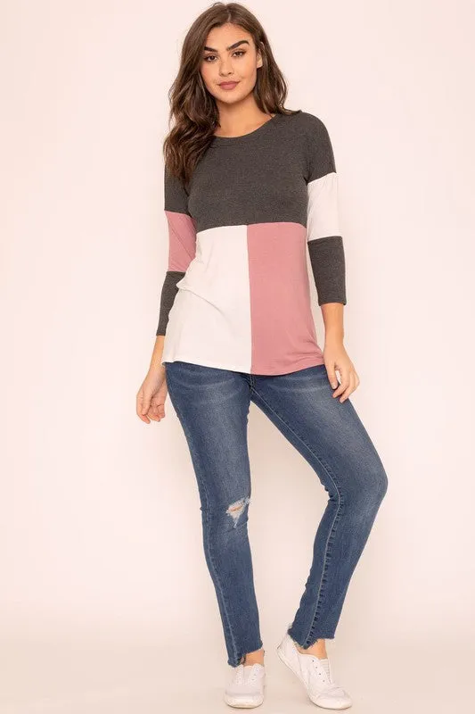 TEEK - Plus Size Color Block Tunic