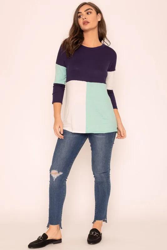 TEEK - Plus Size Color Block Tunic