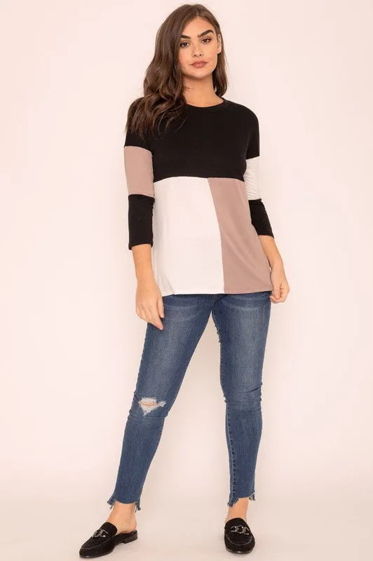 TEEK - Plus Size Color Block Tunic