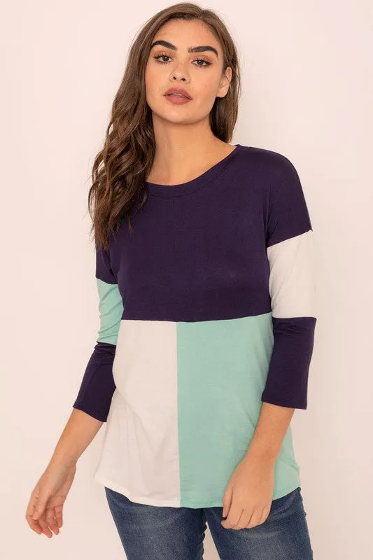 TEEK - Plus Size Color Block Tunic
