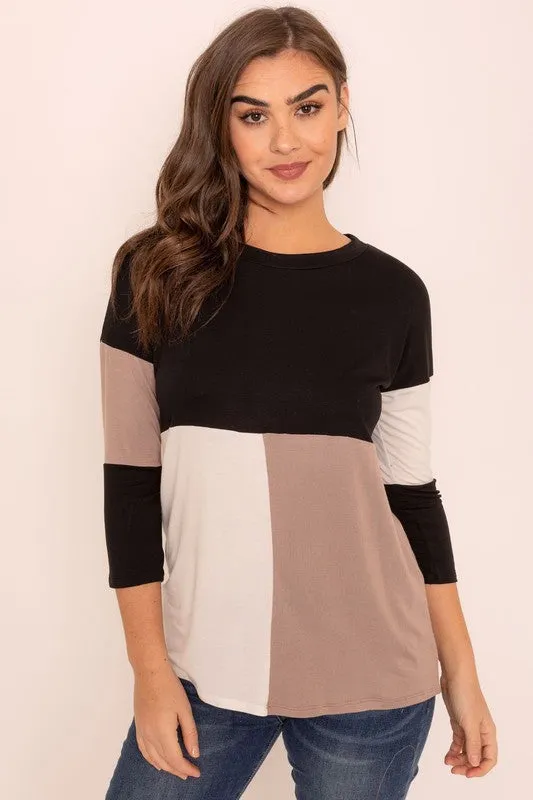 TEEK - Plus Size Color Block Tunic