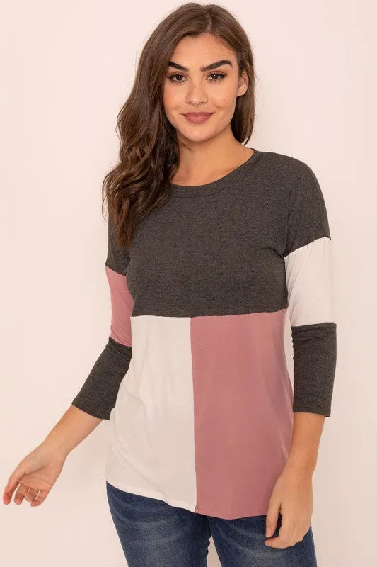 TEEK - Plus Size Color Block Tunic
