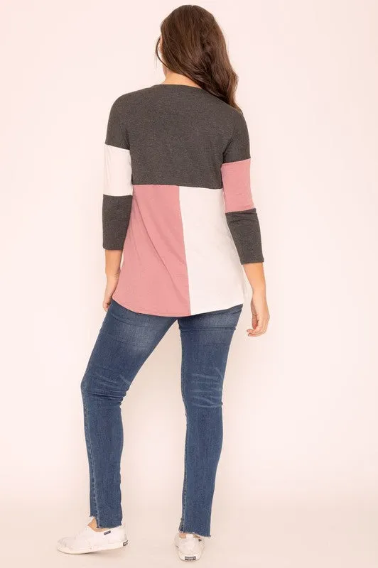 TEEK - Plus Size Color Block Tunic