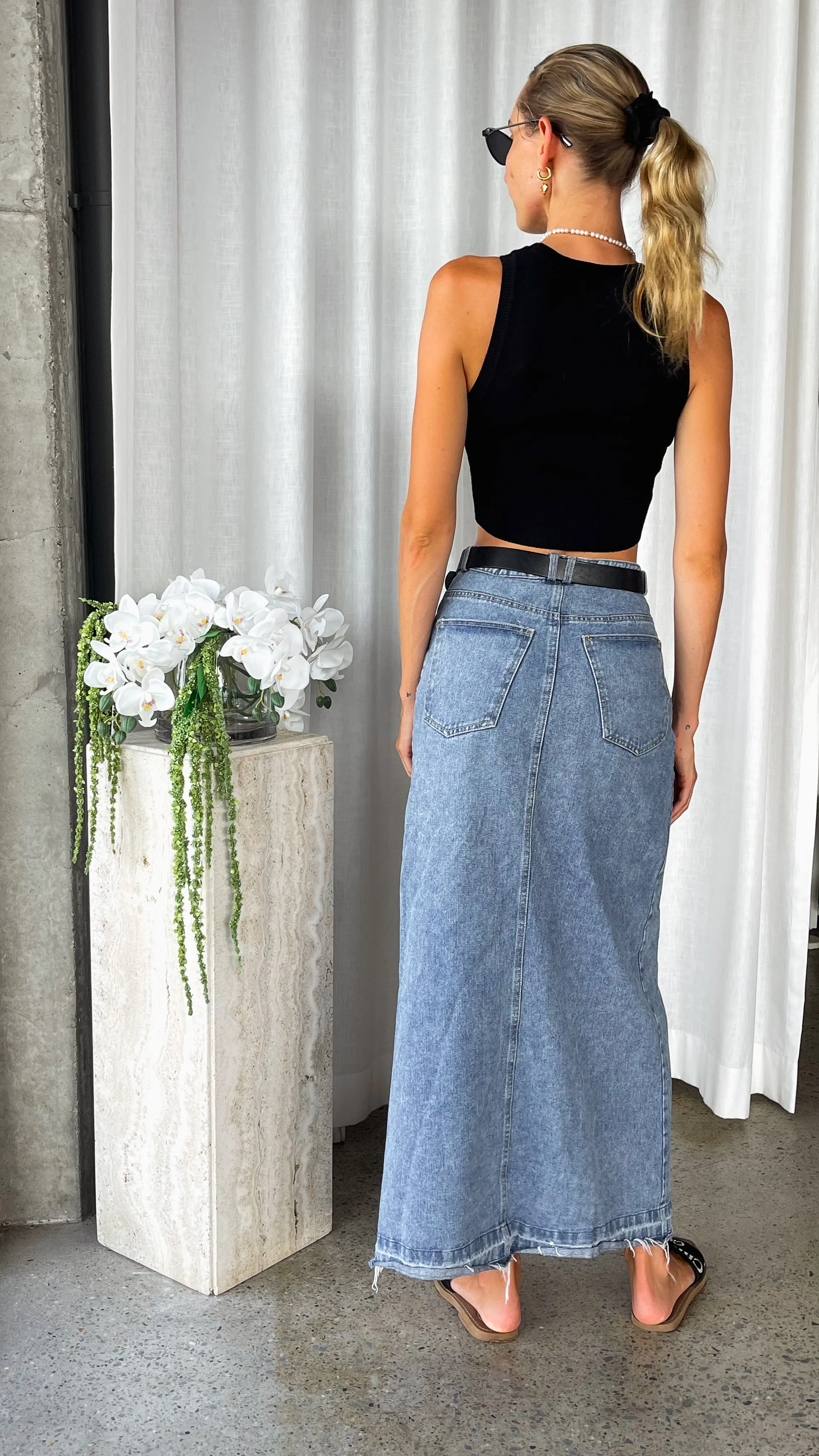 Tegan Rae Maxi Skirt - Denim