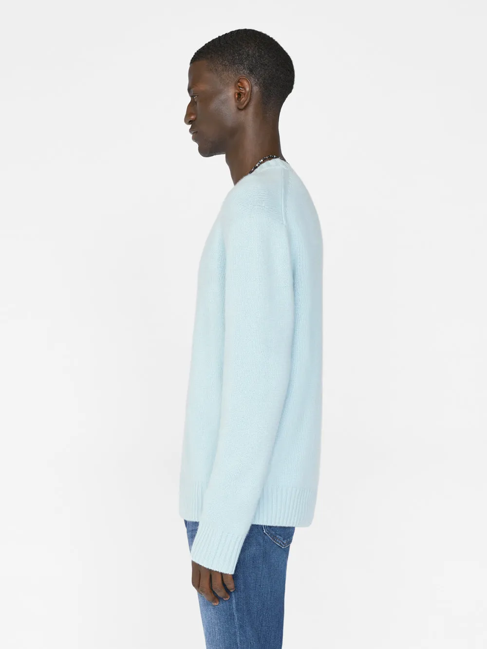 The Cashmere Crewneck Sweater -- Mint Blue