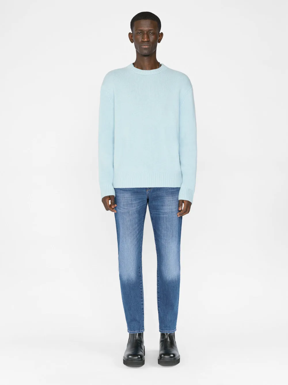 The Cashmere Crewneck Sweater -- Mint Blue