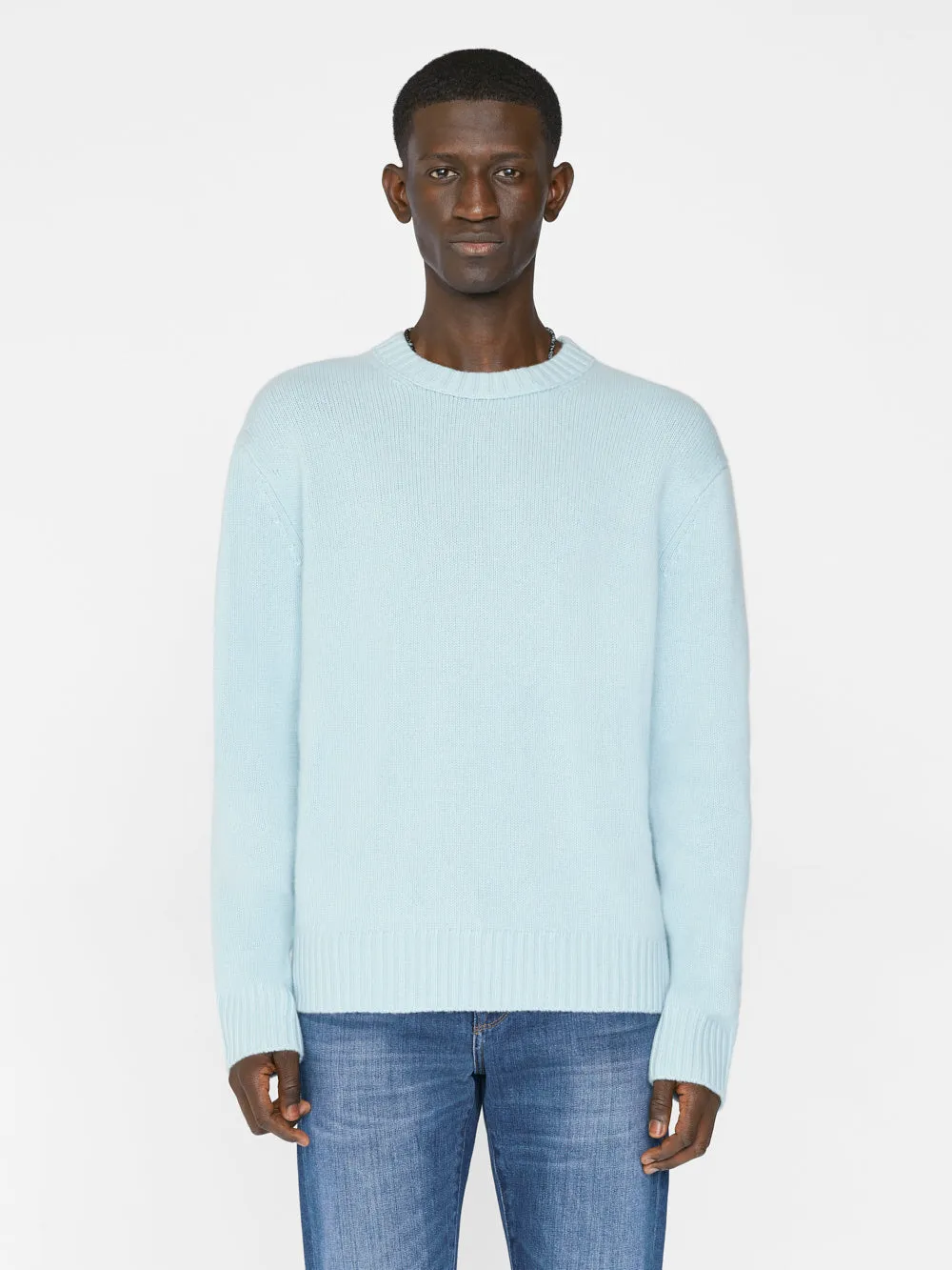 The Cashmere Crewneck Sweater -- Mint Blue