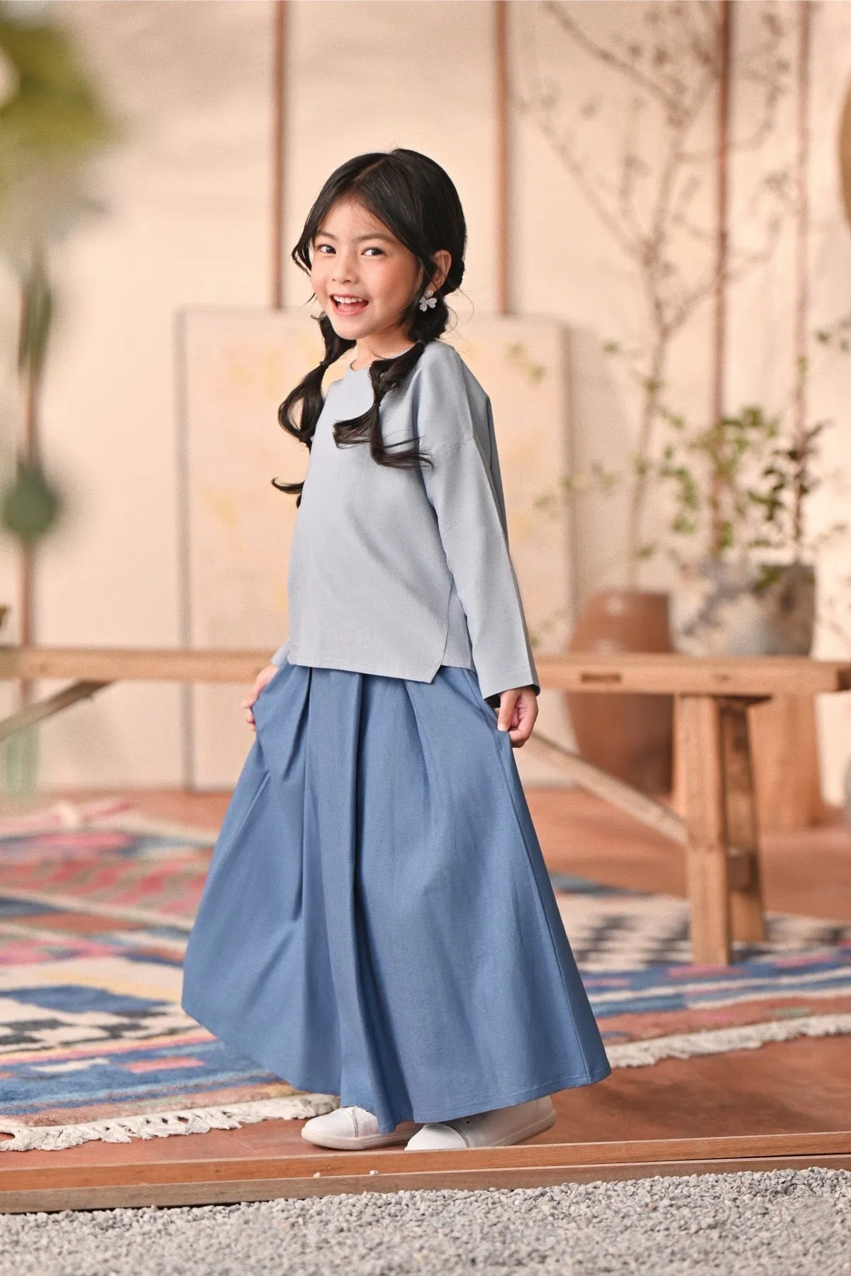 The Heiwa A-Line Skirt - Blue West