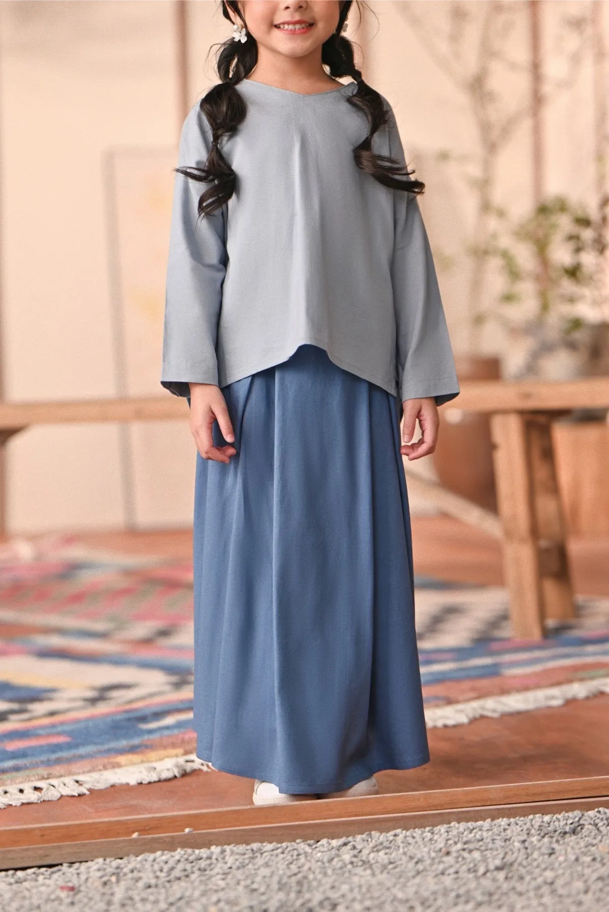 The Heiwa A-Line Skirt - Blue West