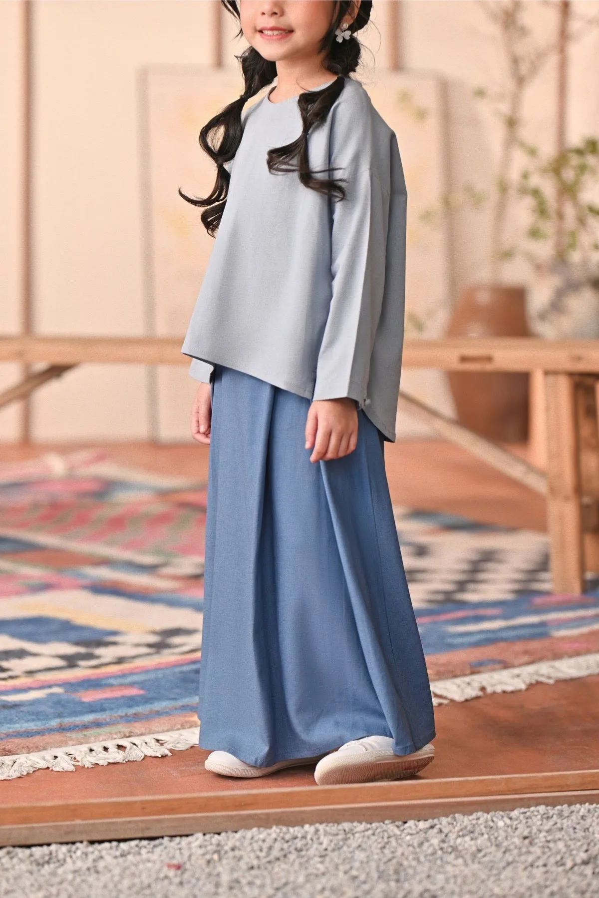 The Heiwa A-Line Skirt - Blue West