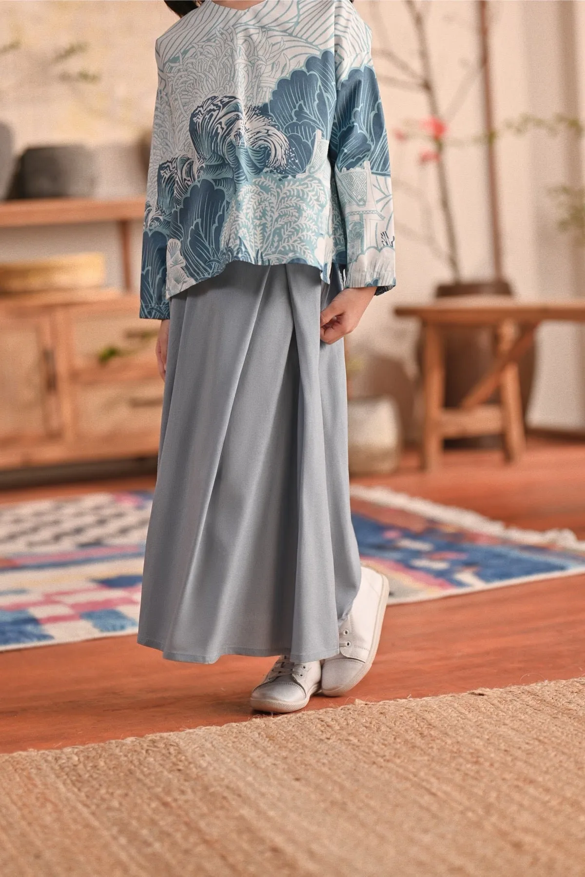 The Heiwa A-Line Skirt - Fog Blue