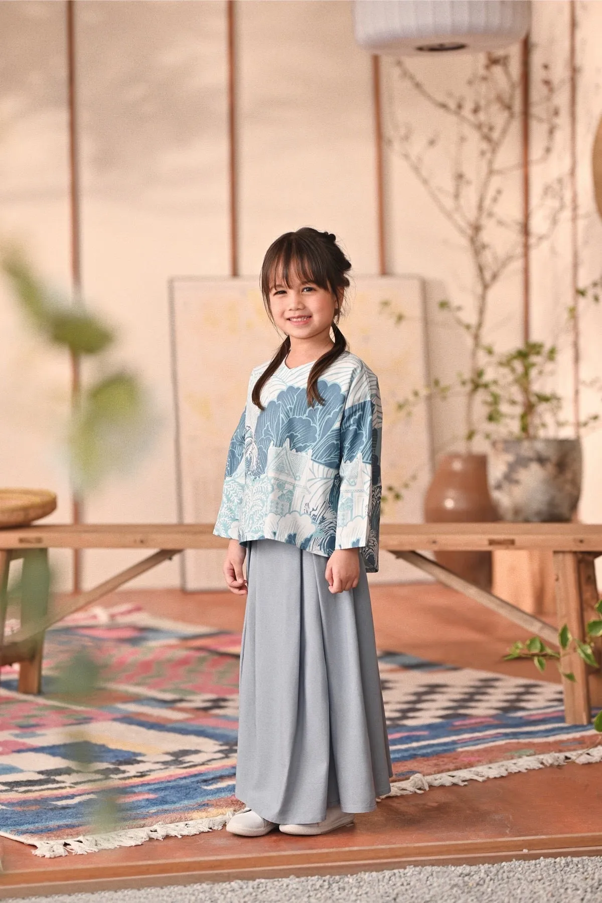The Heiwa A-Line Skirt - Fog Blue
