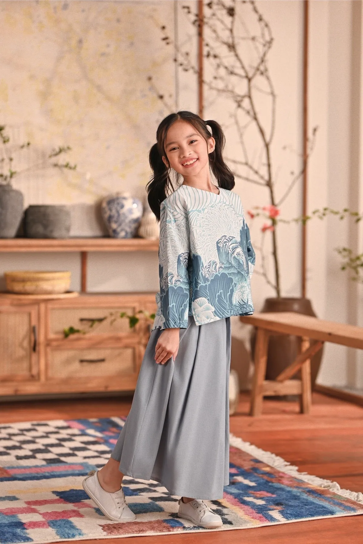The Heiwa A-Line Skirt - Fog Blue