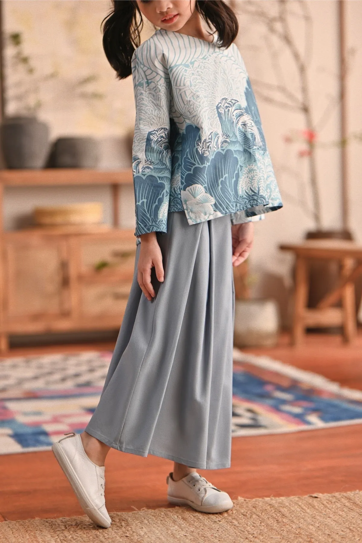 The Heiwa A-Line Skirt - Fog Blue