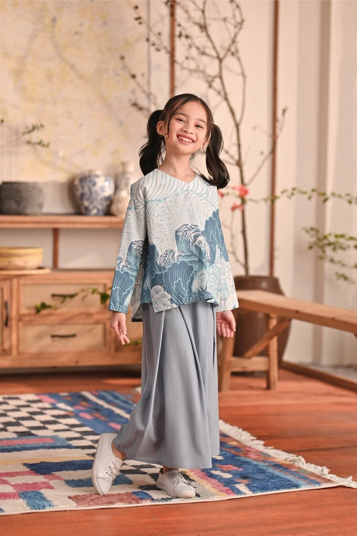 The Heiwa A-Line Skirt - Fog Blue