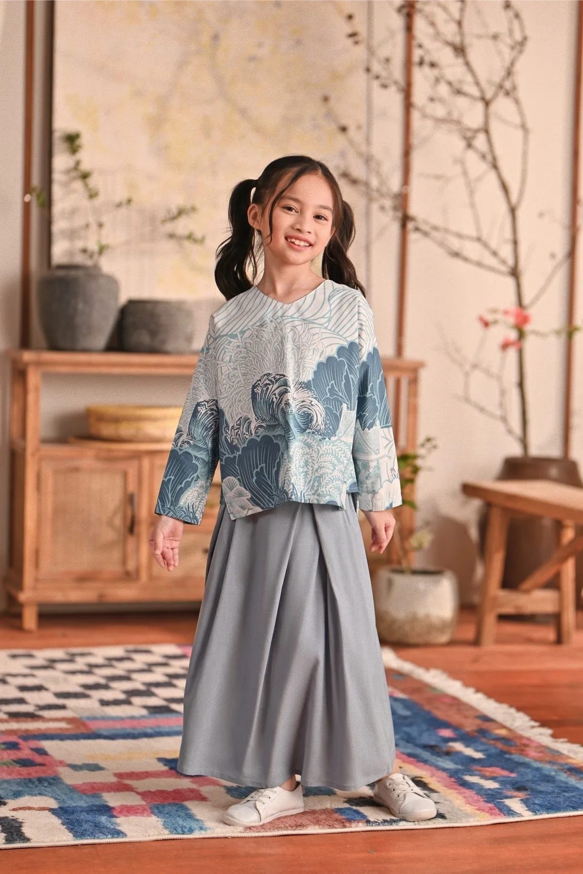 The Heiwa A-Line Skirt - Fog Blue