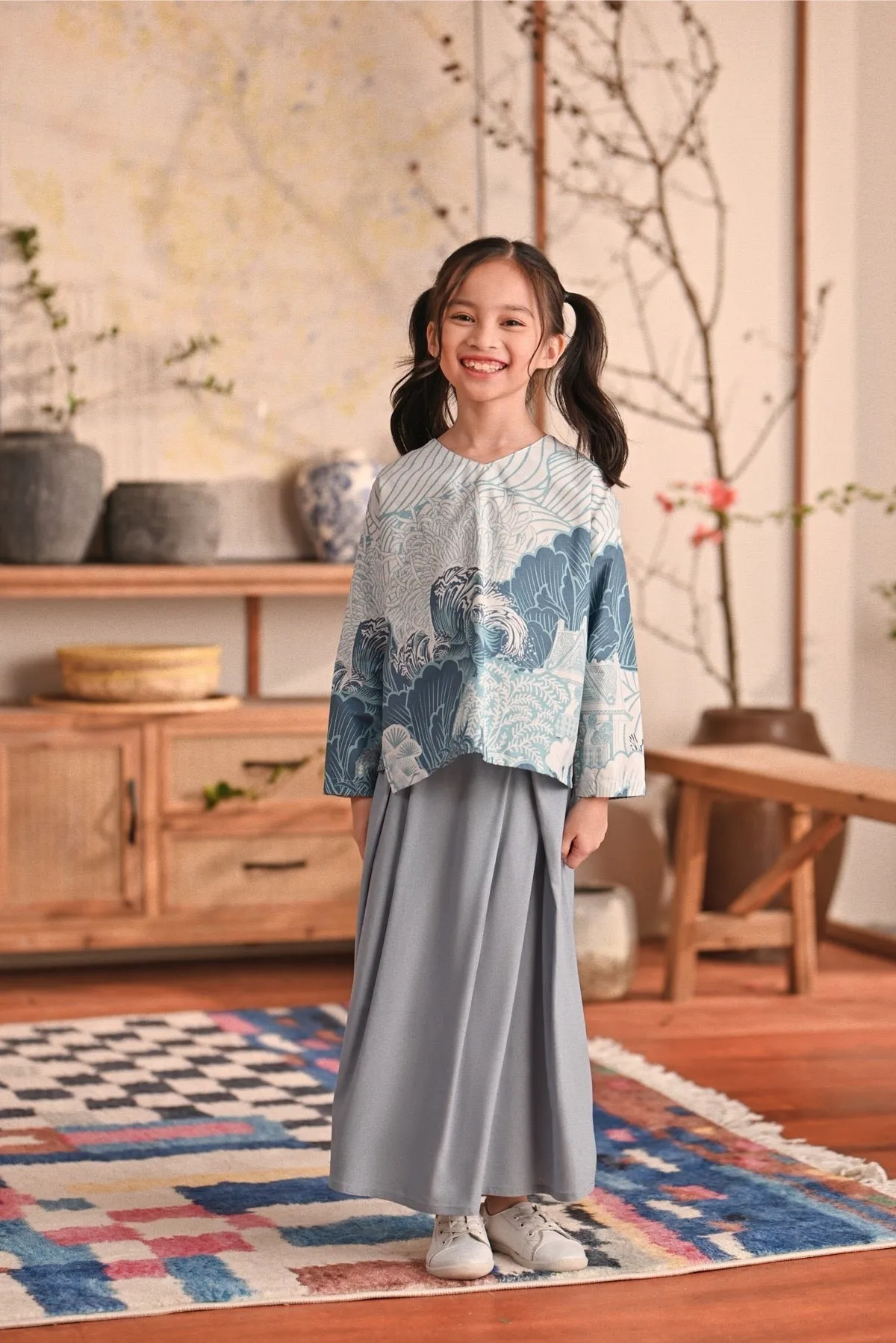 The Heiwa A-Line Skirt - Fog Blue