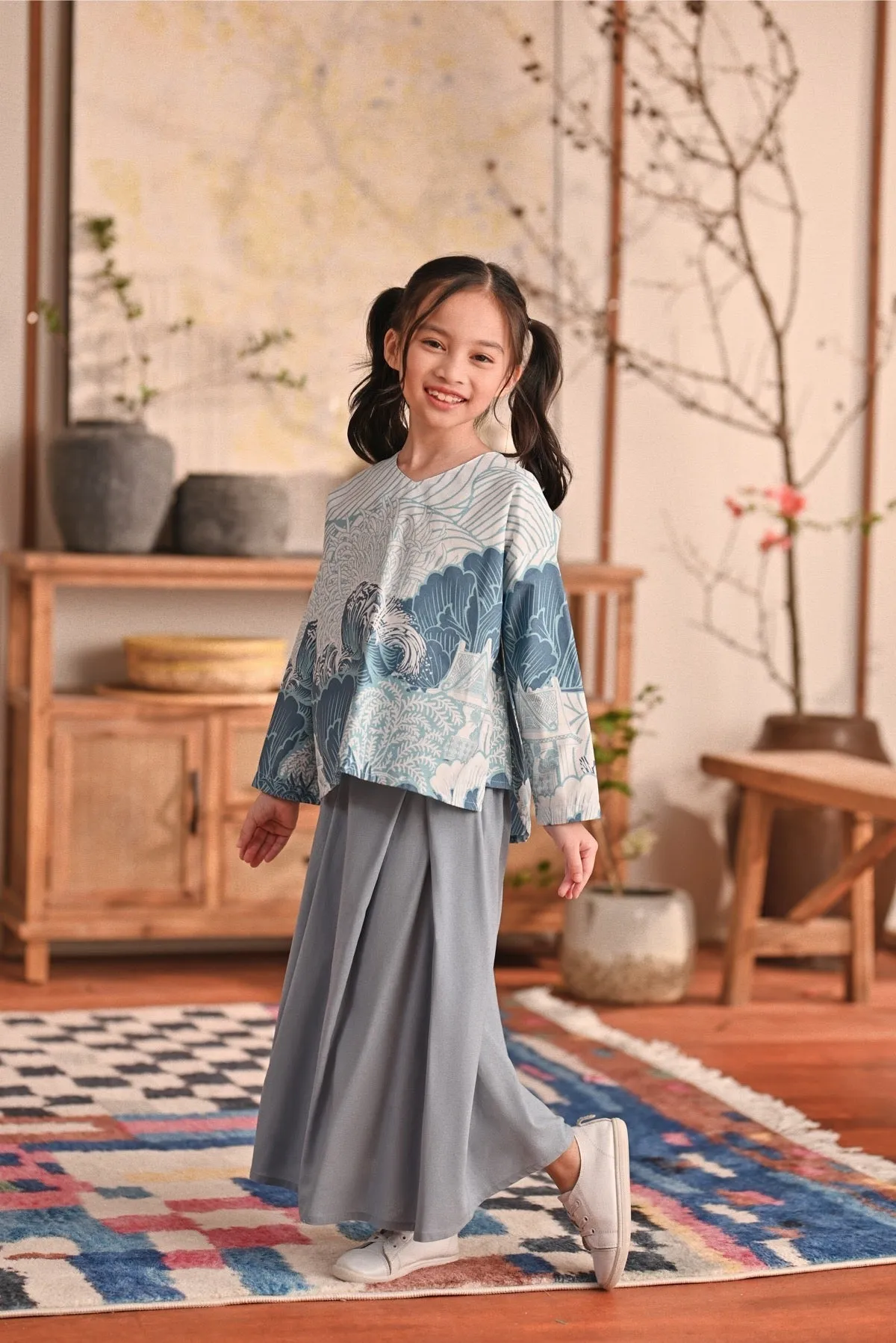 The Heiwa A-Line Skirt - Fog Blue