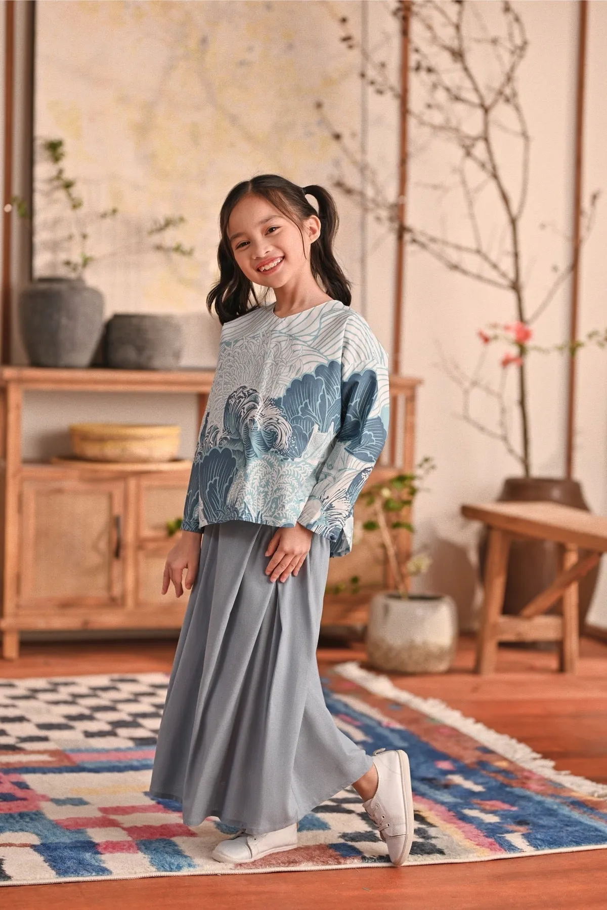 The Heiwa A-Line Skirt - Fog Blue