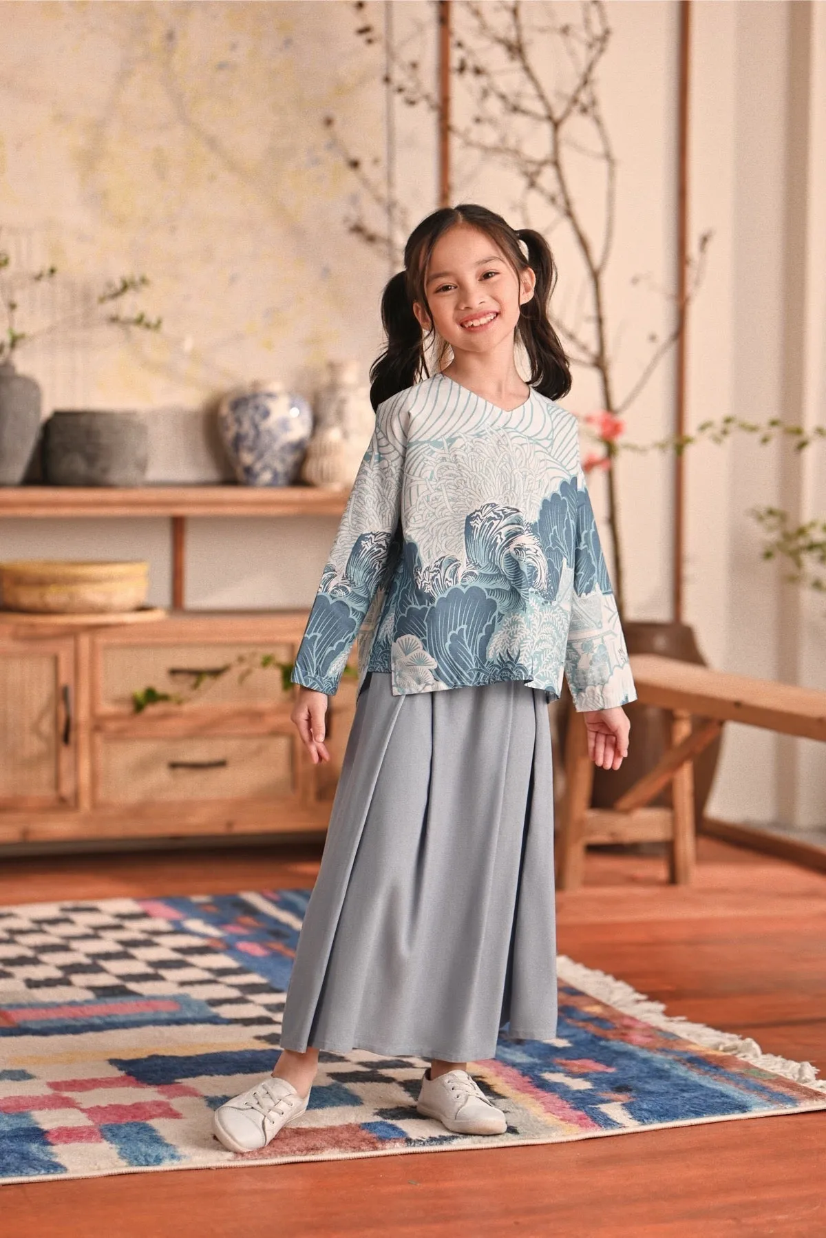The Heiwa A-Line Skirt - Fog Blue