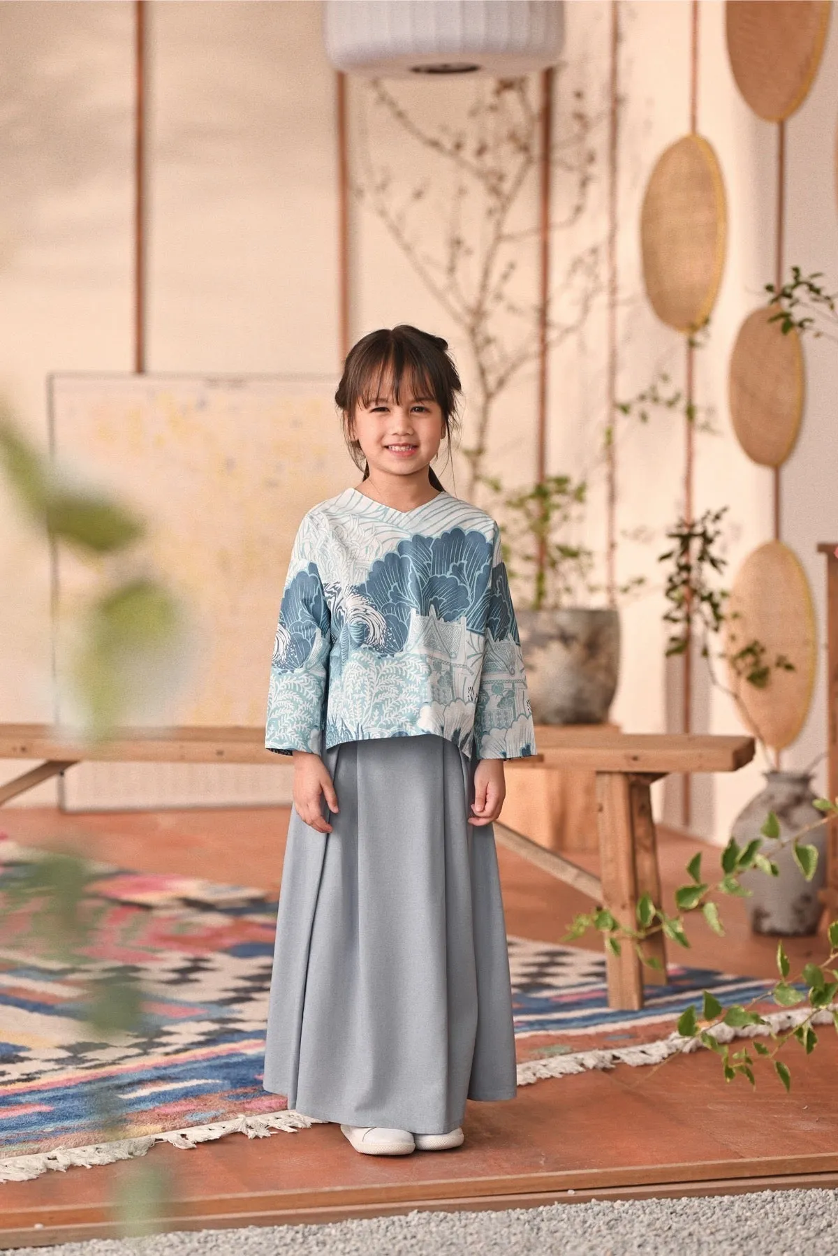 The Heiwa A-Line Skirt - Fog Blue