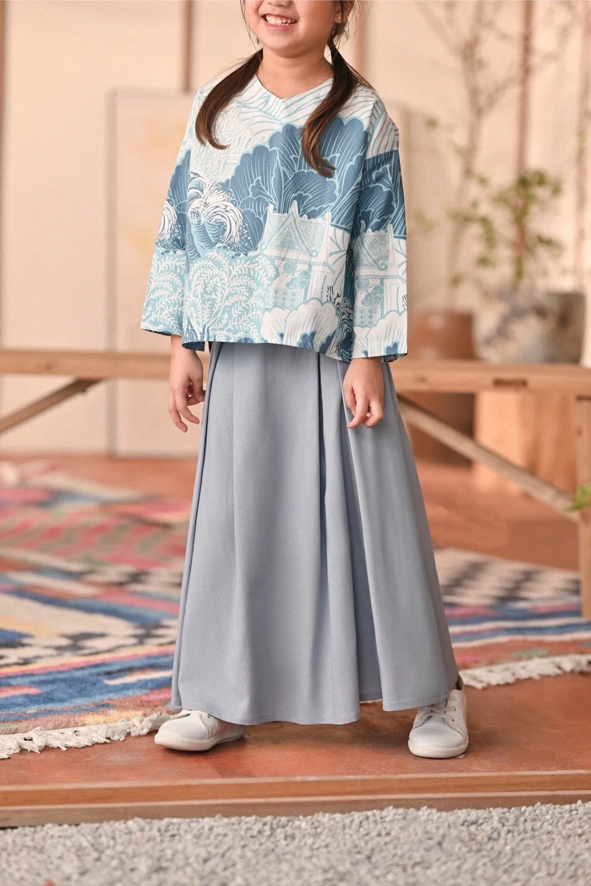 The Heiwa A-Line Skirt - Fog Blue