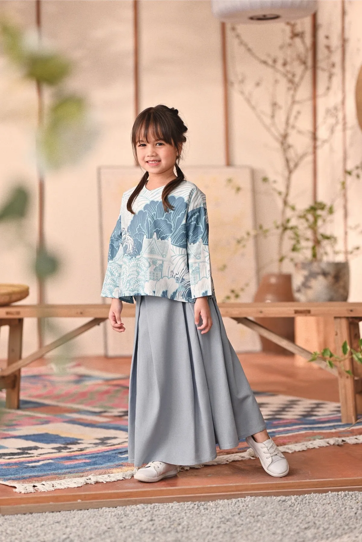 The Heiwa A-Line Skirt - Fog Blue