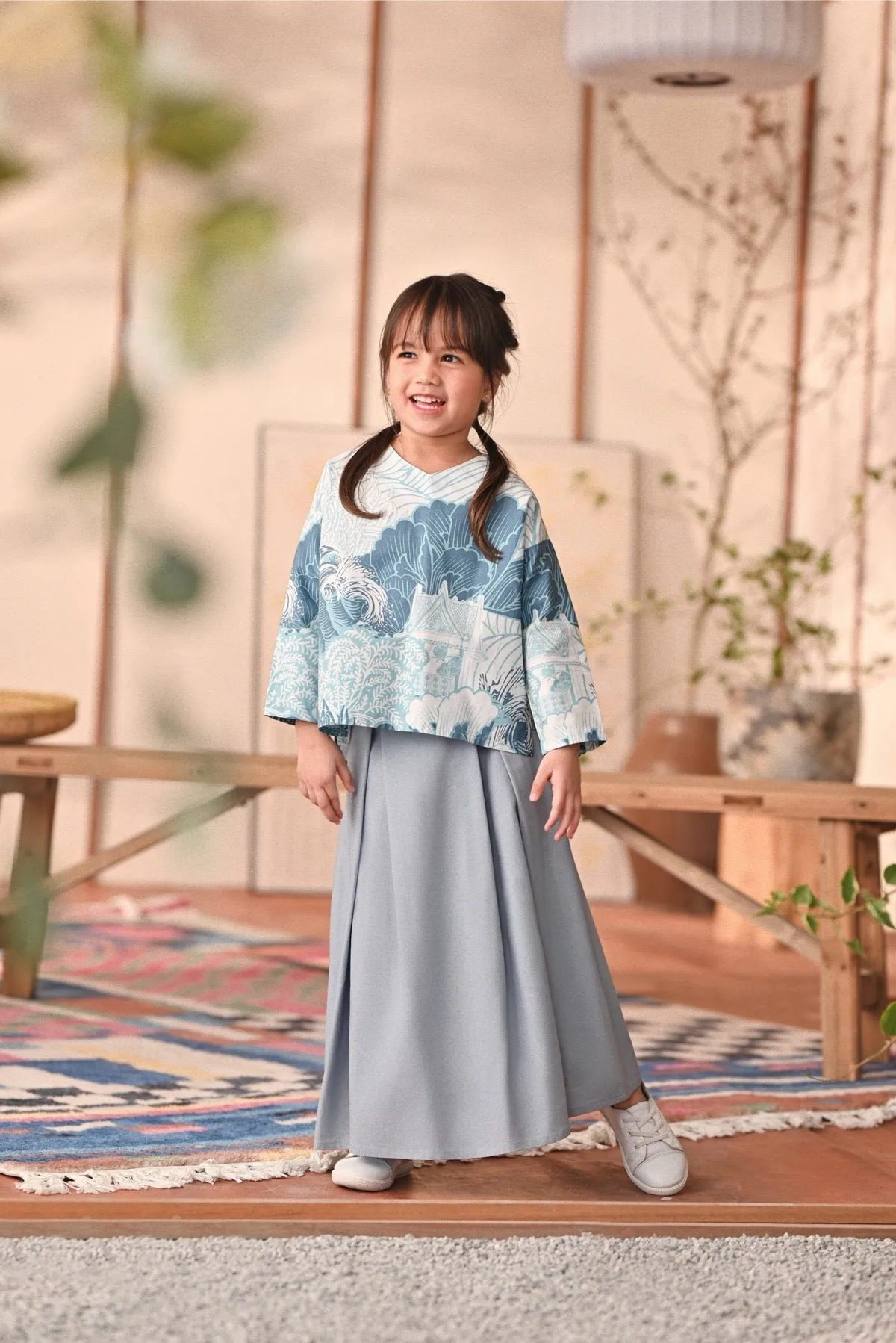 The Heiwa A-Line Skirt - Fog Blue