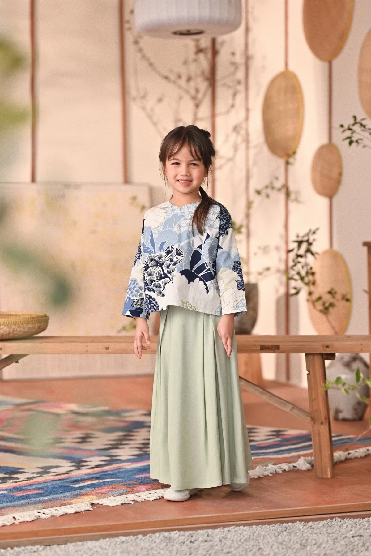 The Heiwa A-Line Skirt - Fog Green