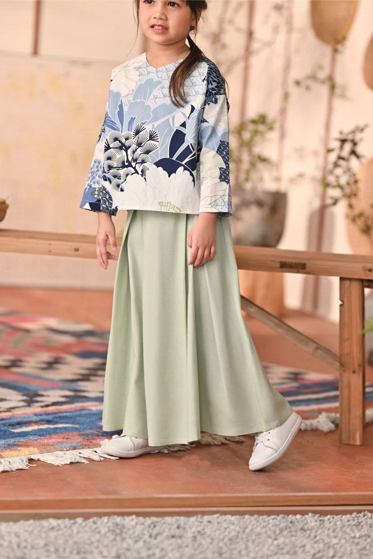 The Heiwa A-Line Skirt - Fog Green