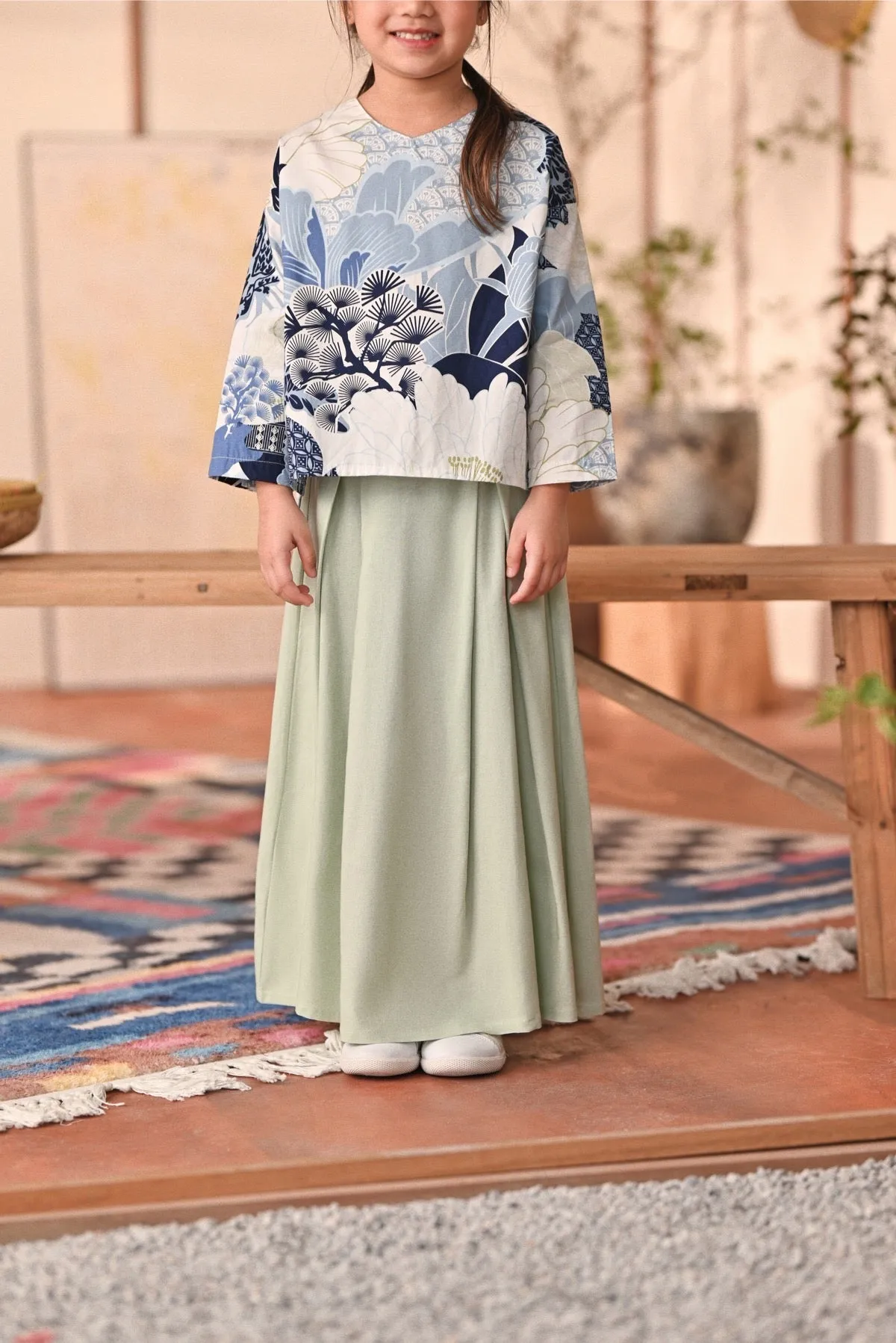 The Heiwa A-Line Skirt - Fog Green