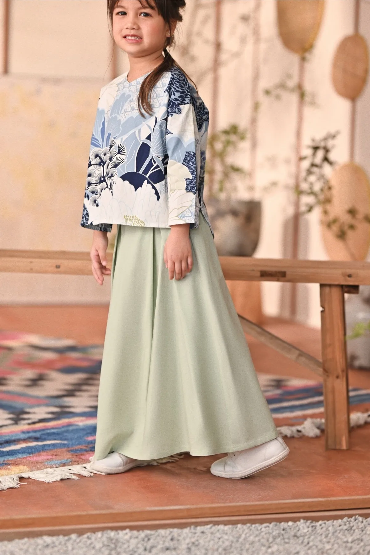 The Heiwa A-Line Skirt - Fog Green