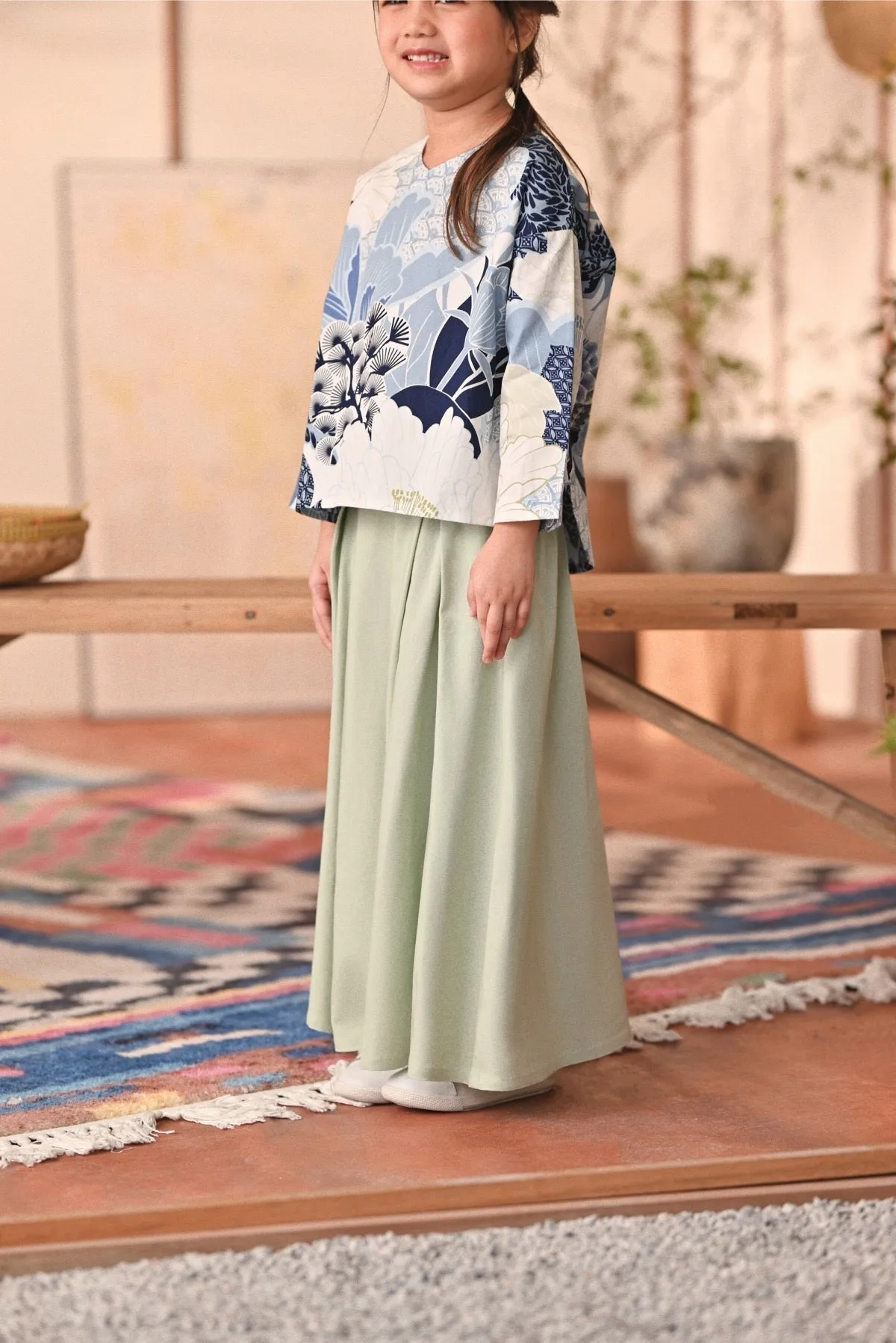 The Heiwa A-Line Skirt - Fog Green