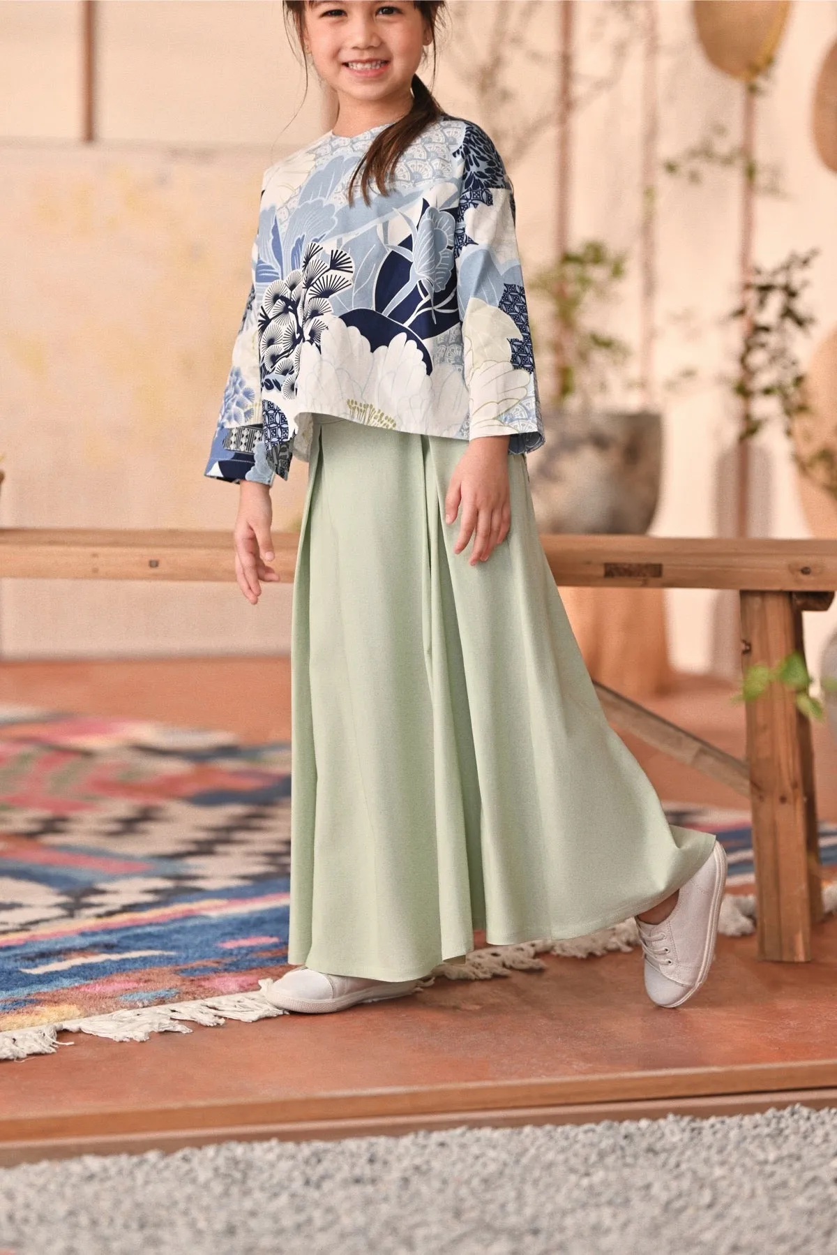The Heiwa A-Line Skirt - Fog Green