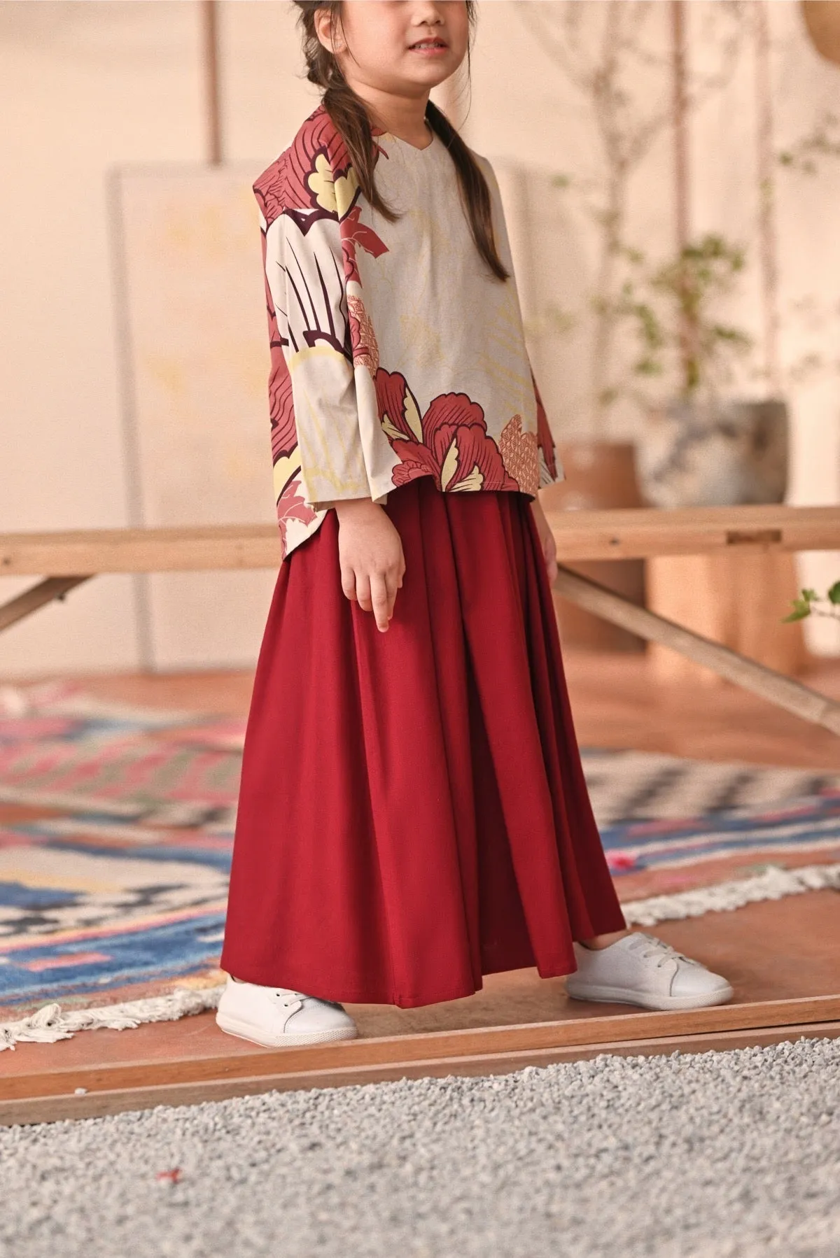 The Heiwa A-Line Skirt - Maroon