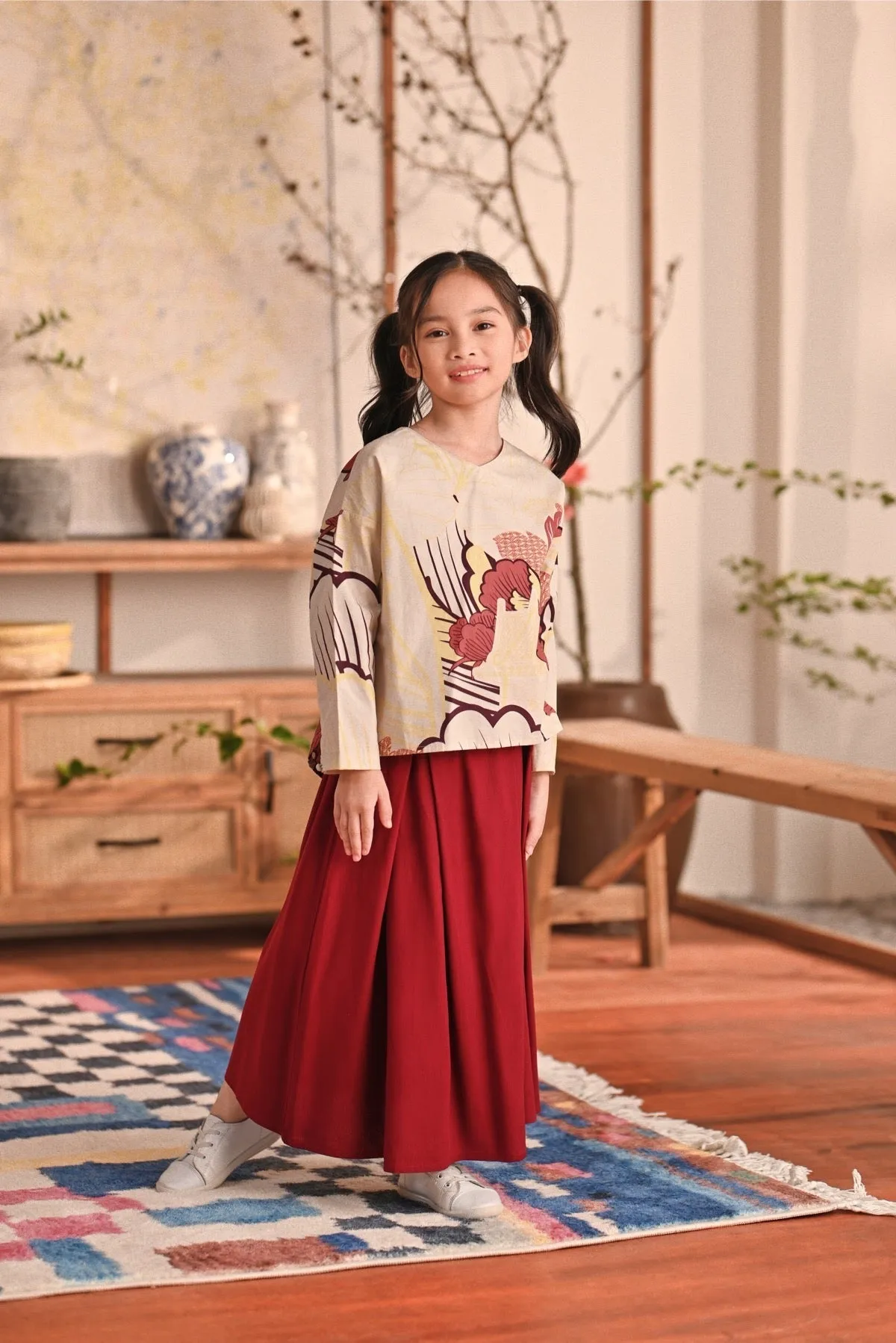 The Heiwa A-Line Skirt - Maroon
