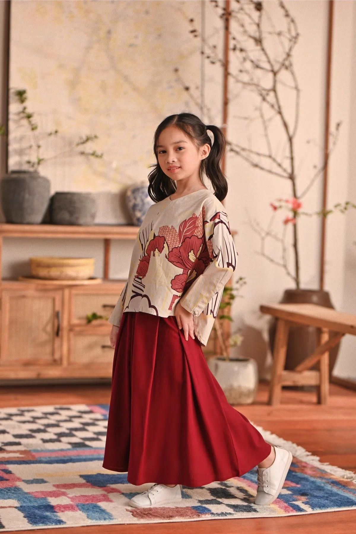 The Heiwa A-Line Skirt - Maroon