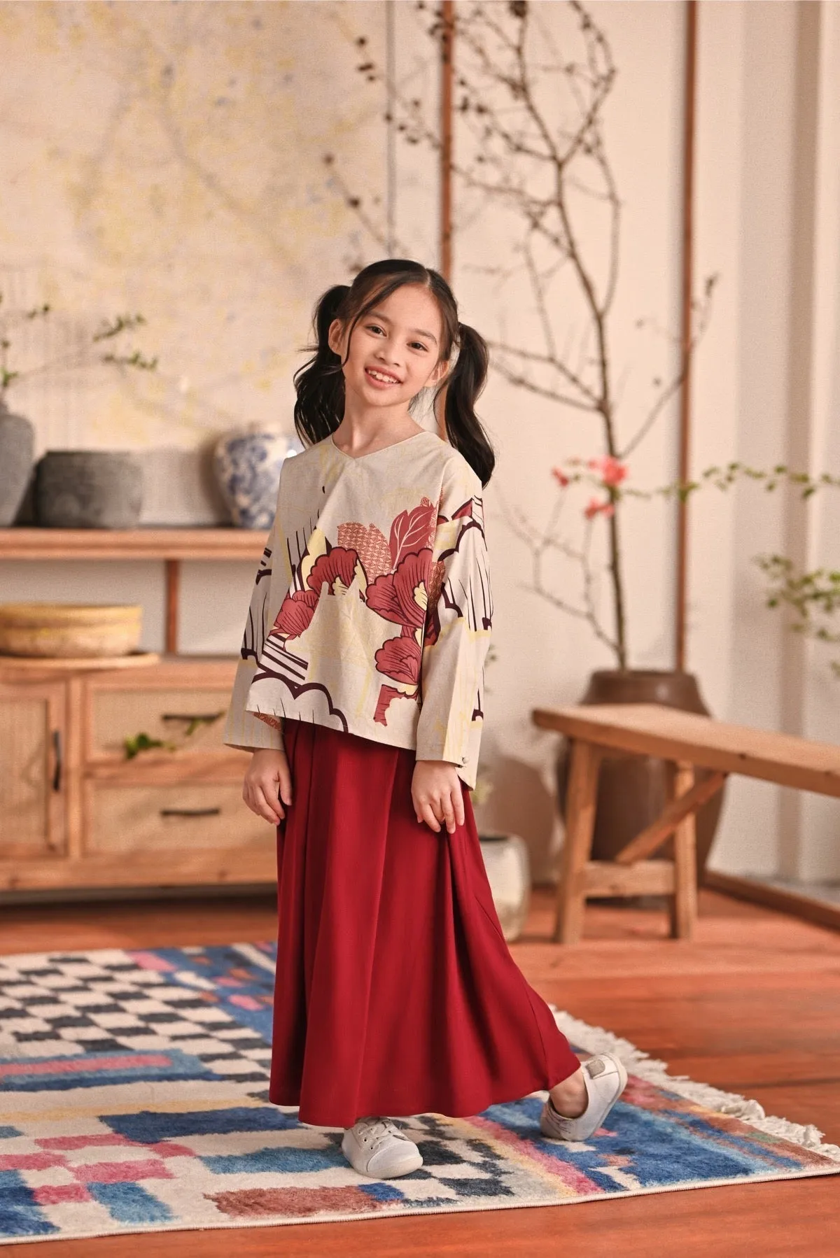 The Heiwa A-Line Skirt - Maroon