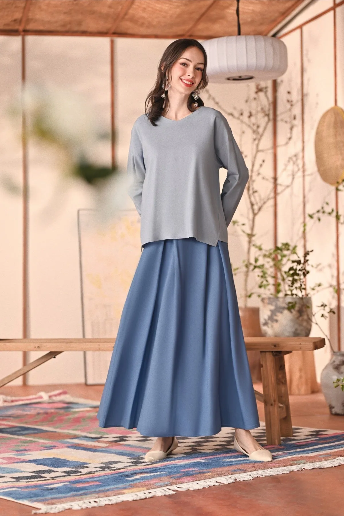 The Heiwa Women A-Line Skirt - Blue West