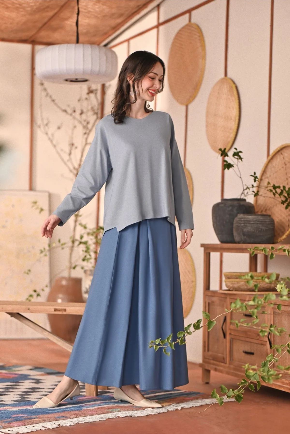 The Heiwa Women A-Line Skirt - Blue West