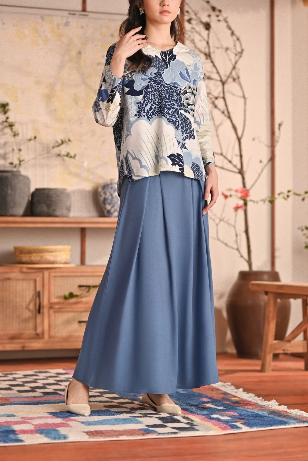 The Heiwa Women A-Line Skirt - Blue West
