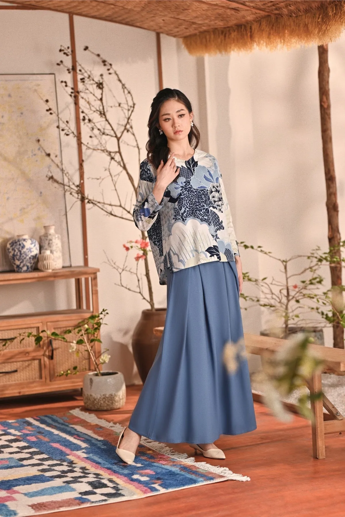 The Heiwa Women A-Line Skirt - Blue West