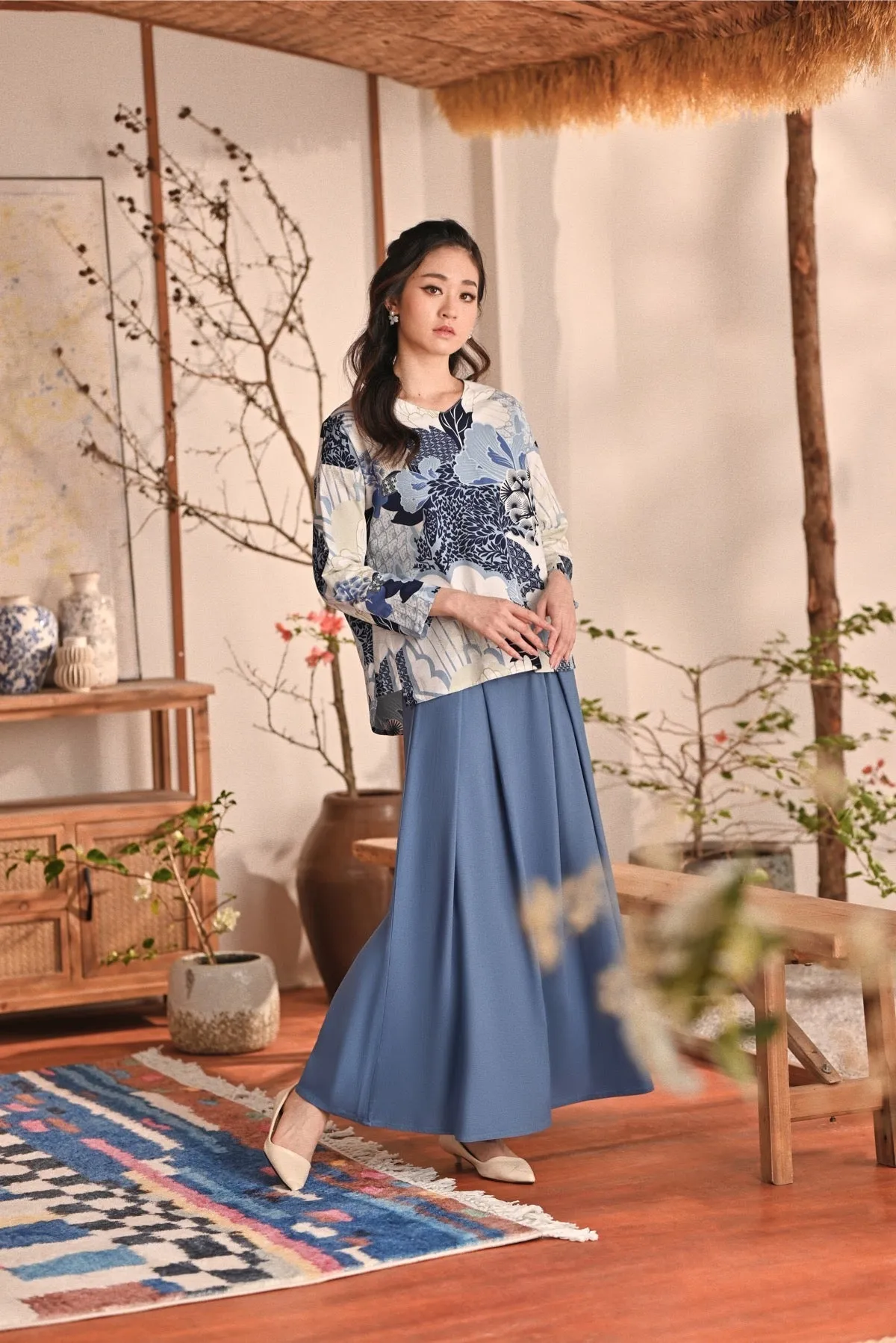 The Heiwa Women A-Line Skirt - Blue West