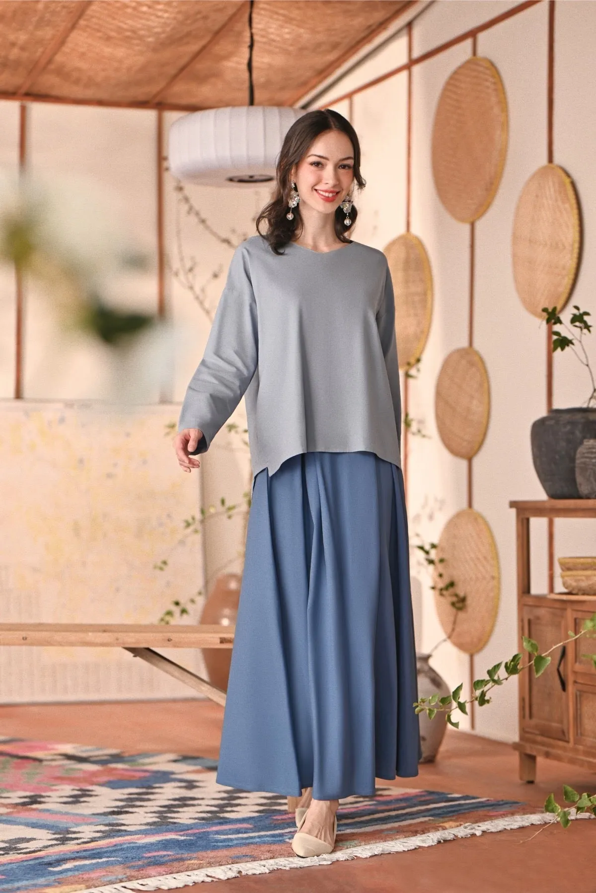 The Heiwa Women A-Line Skirt - Blue West