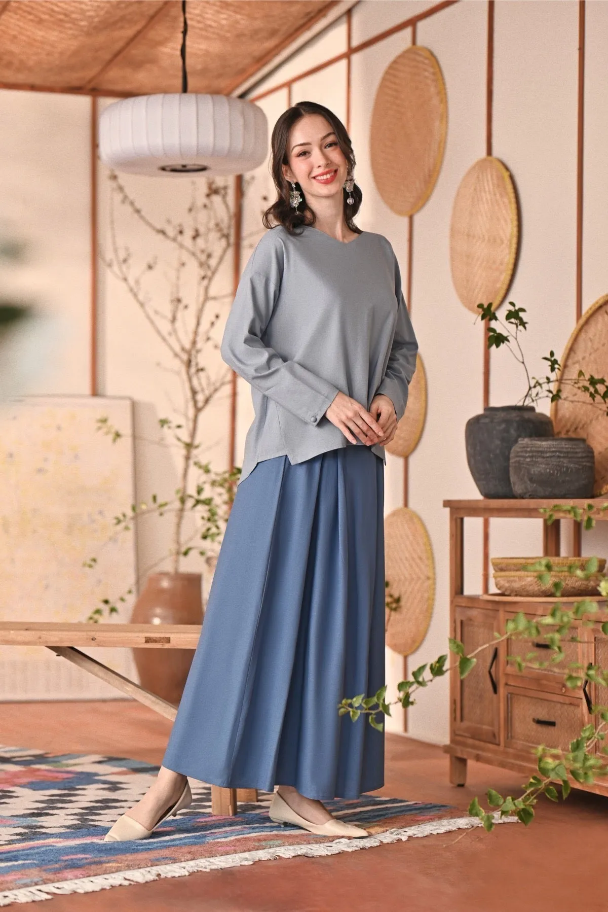 The Heiwa Women A-Line Skirt - Blue West
