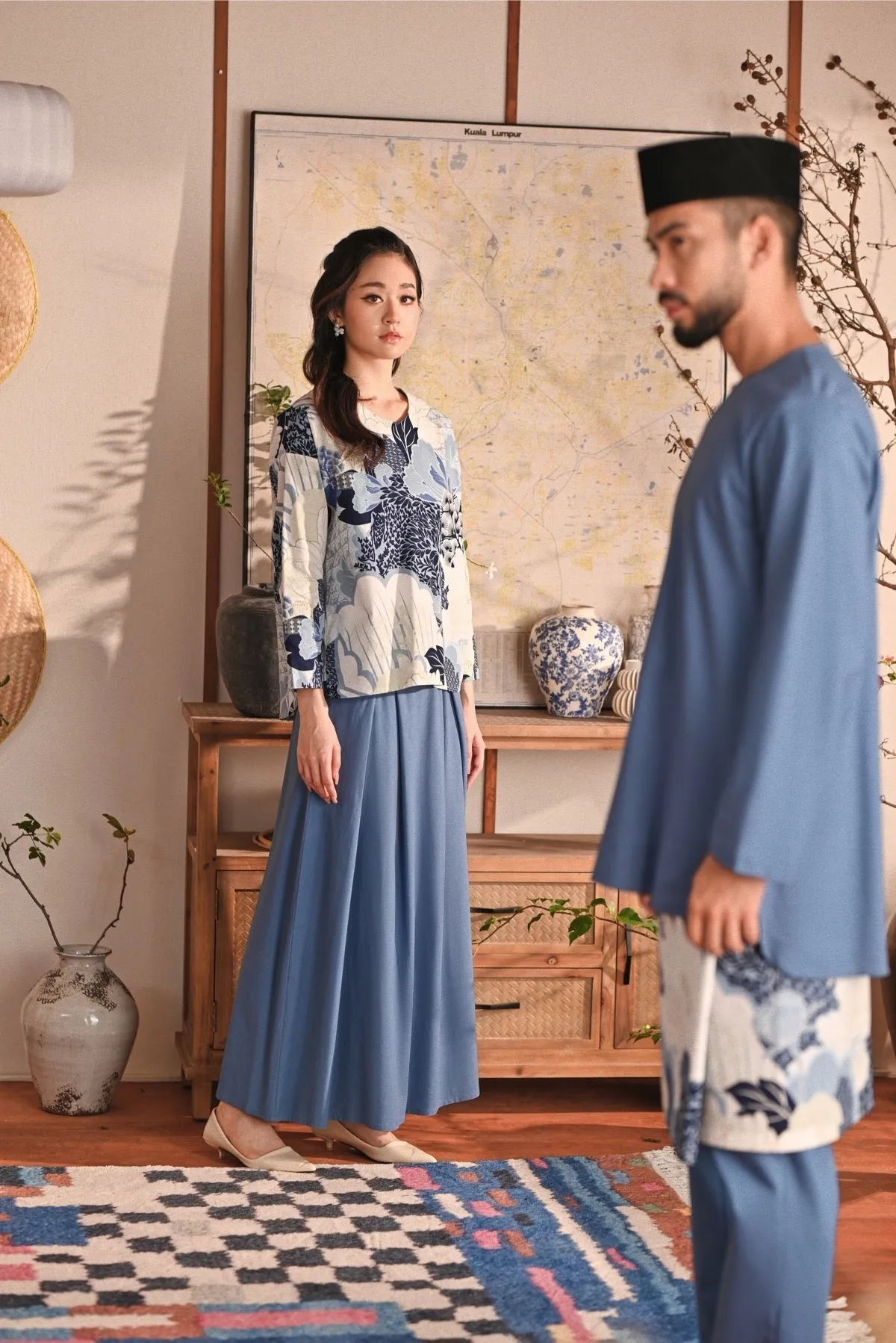 The Heiwa Women A-Line Skirt - Blue West